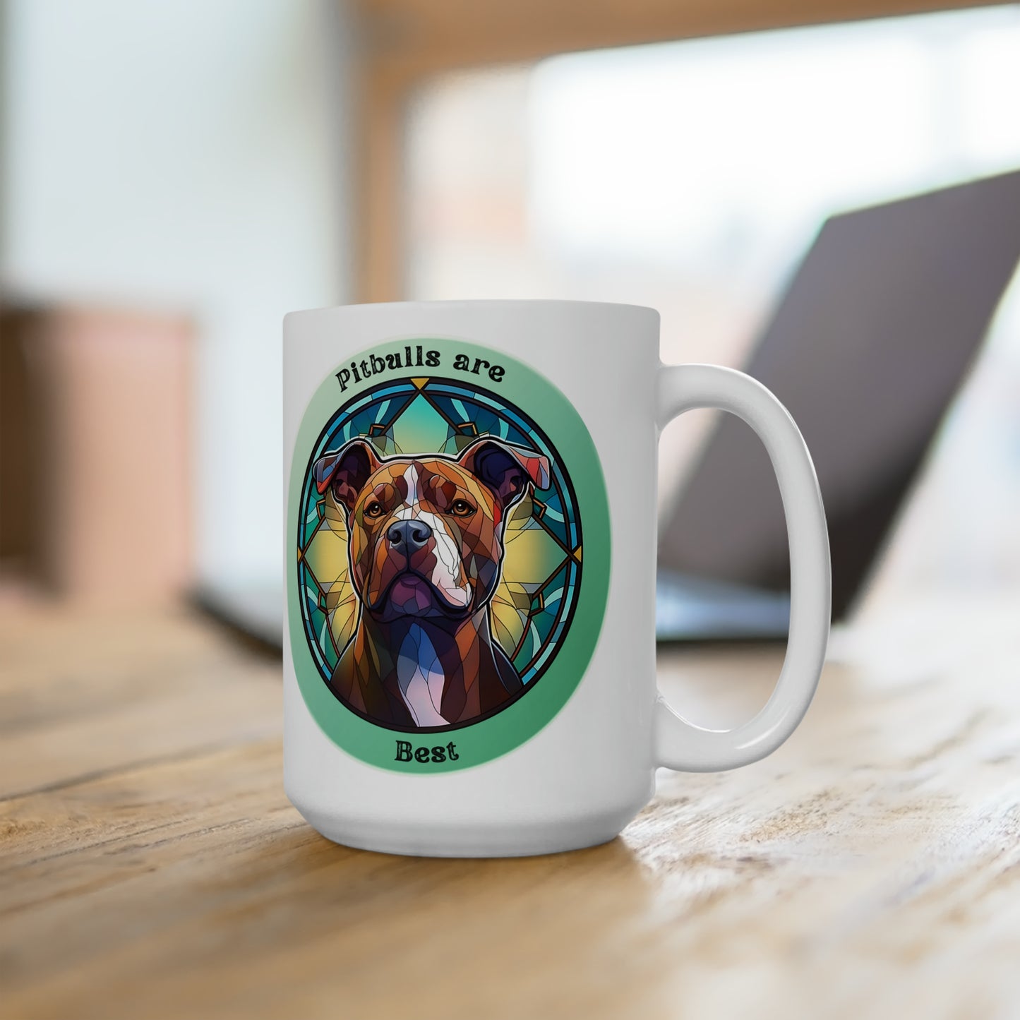 Pitbull stainglass mug, Pitbull coffee mug, Paitbulls are best mug, Pitbull lovers mug, Ceramic Mug 15oz