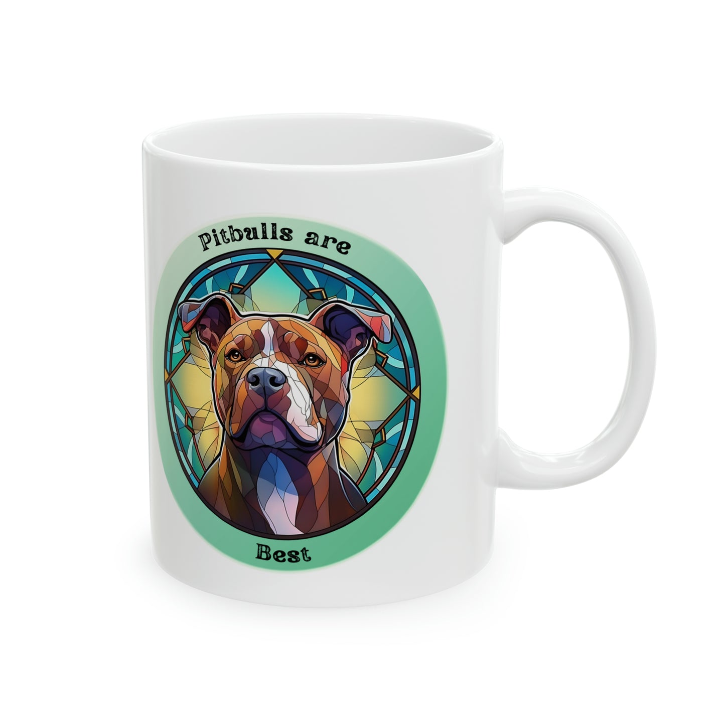 Pitbull stainglass mug, Pitbull are best mug, colorful Pitbull mug, Ceramic Mug, 11oz