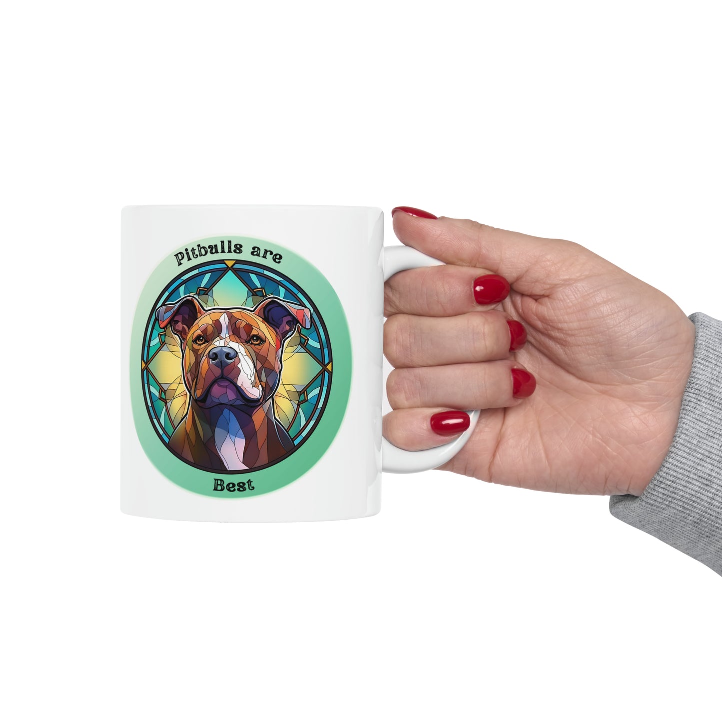 Pitbull stainglass mug, Pitbull are best mug, colorful Pitbull mug, Ceramic Mug, 11oz