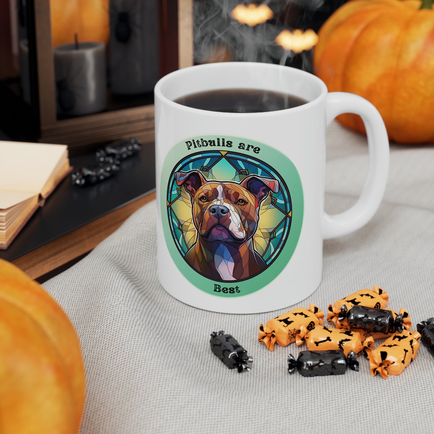 Pitbull stainglass mug, Pitbull are best mug, colorful Pitbull mug, Ceramic Mug, 11oz