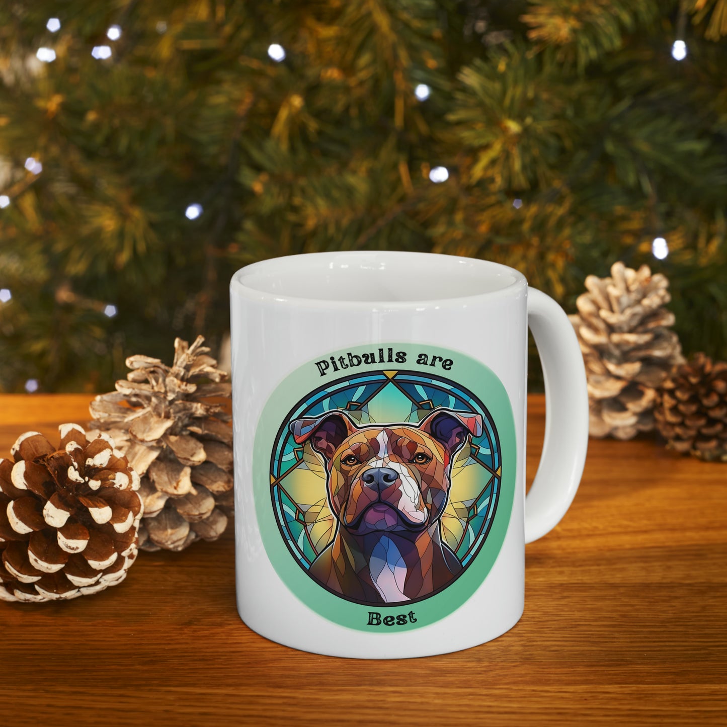 Pitbull stainglass mug, Pitbull are best mug, colorful Pitbull mug, Ceramic Mug, 11oz