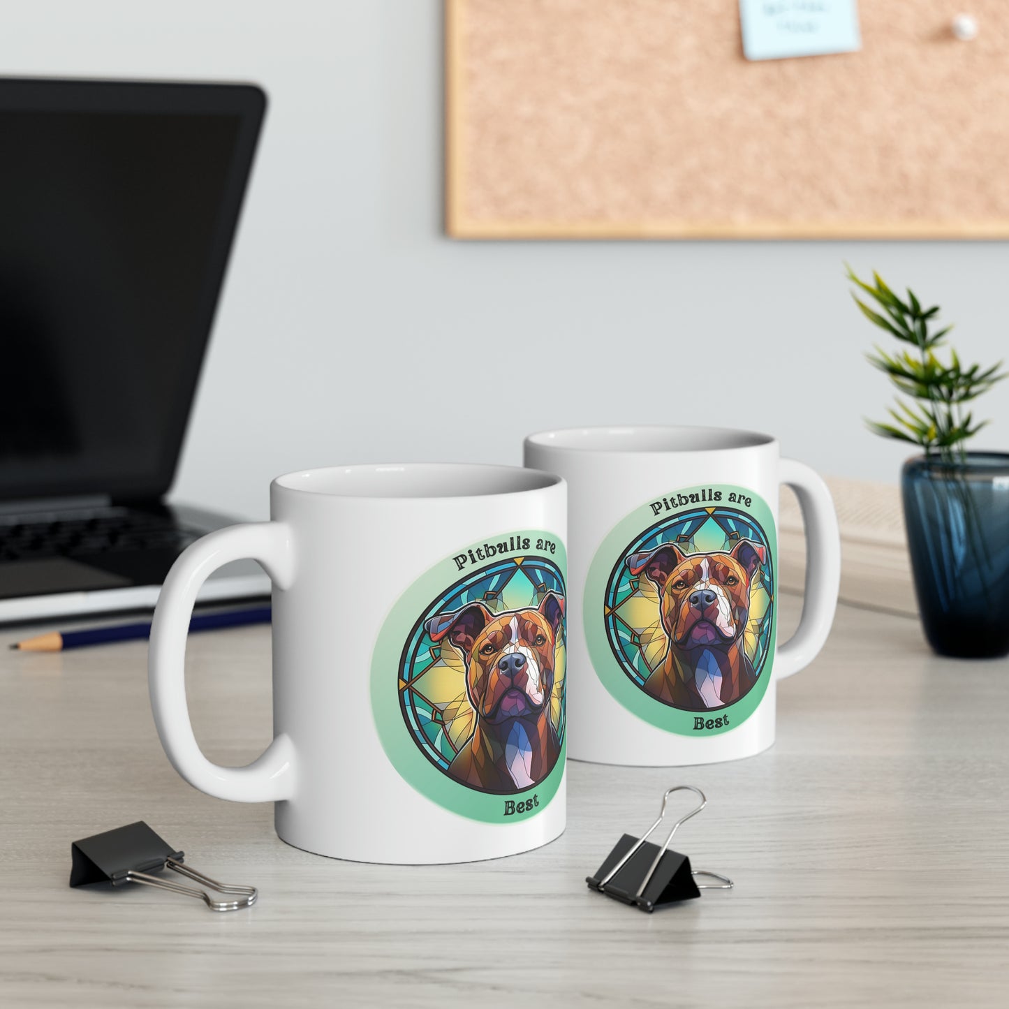 Pitbull stainglass mug, Pitbull are best mug, colorful Pitbull mug, Ceramic Mug, 11oz