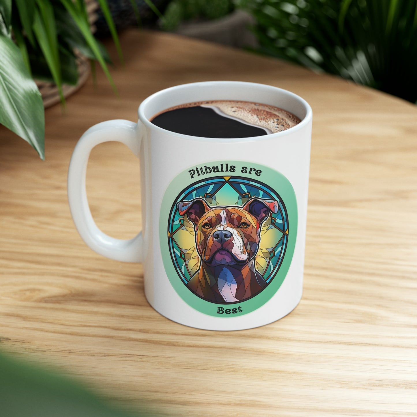 Pitbull stainglass mug, Pitbull are best mug, colorful Pitbull mug, Ceramic Mug, 11oz