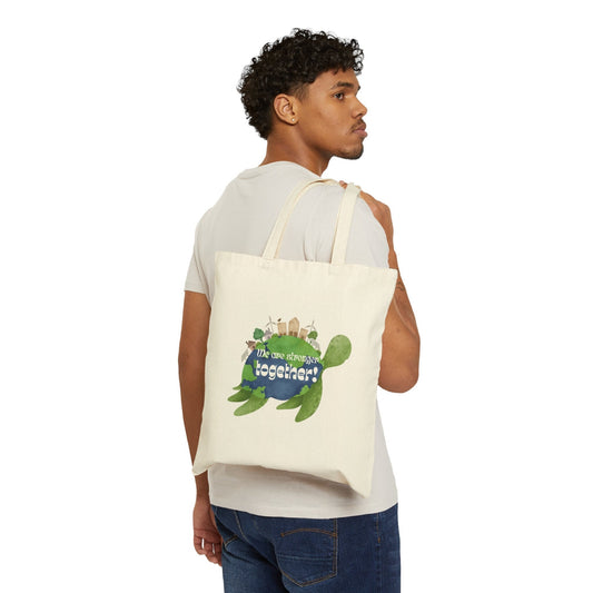 Turtle tote- save the earth turtle tote- stronger together turtle tote- less plastic reusable turtle tote- Say no to plastic turtle tote