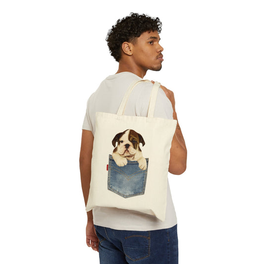 bulldog canvas tote- bulldog tote-  bulldog shopping bag- puppy shopping bag-  Bulldog puppy Canvas Tote Bag- bulldog puppy tote