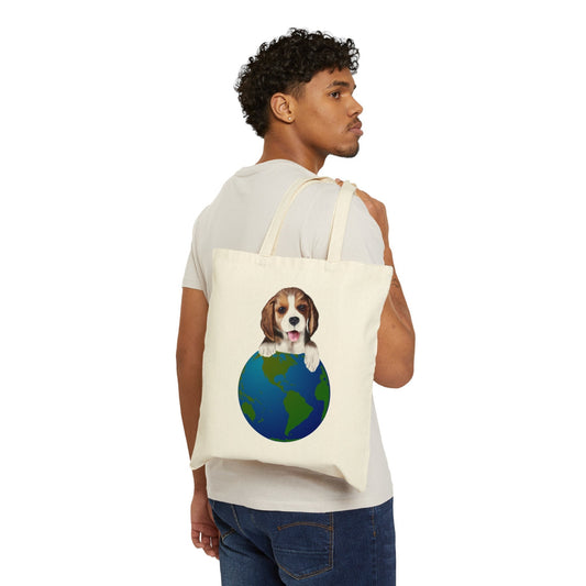 Beagle tote-Beagle on ball tote- Beagle canvas shopping bag- Beagle tote bag- Beagle canvas bag- Beagle reusable tote bag