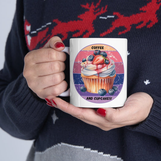 Cupcake mug, coffee and cupcake mug, Yummy coffee and cupcake mug, Ceramic Mug 11oz
